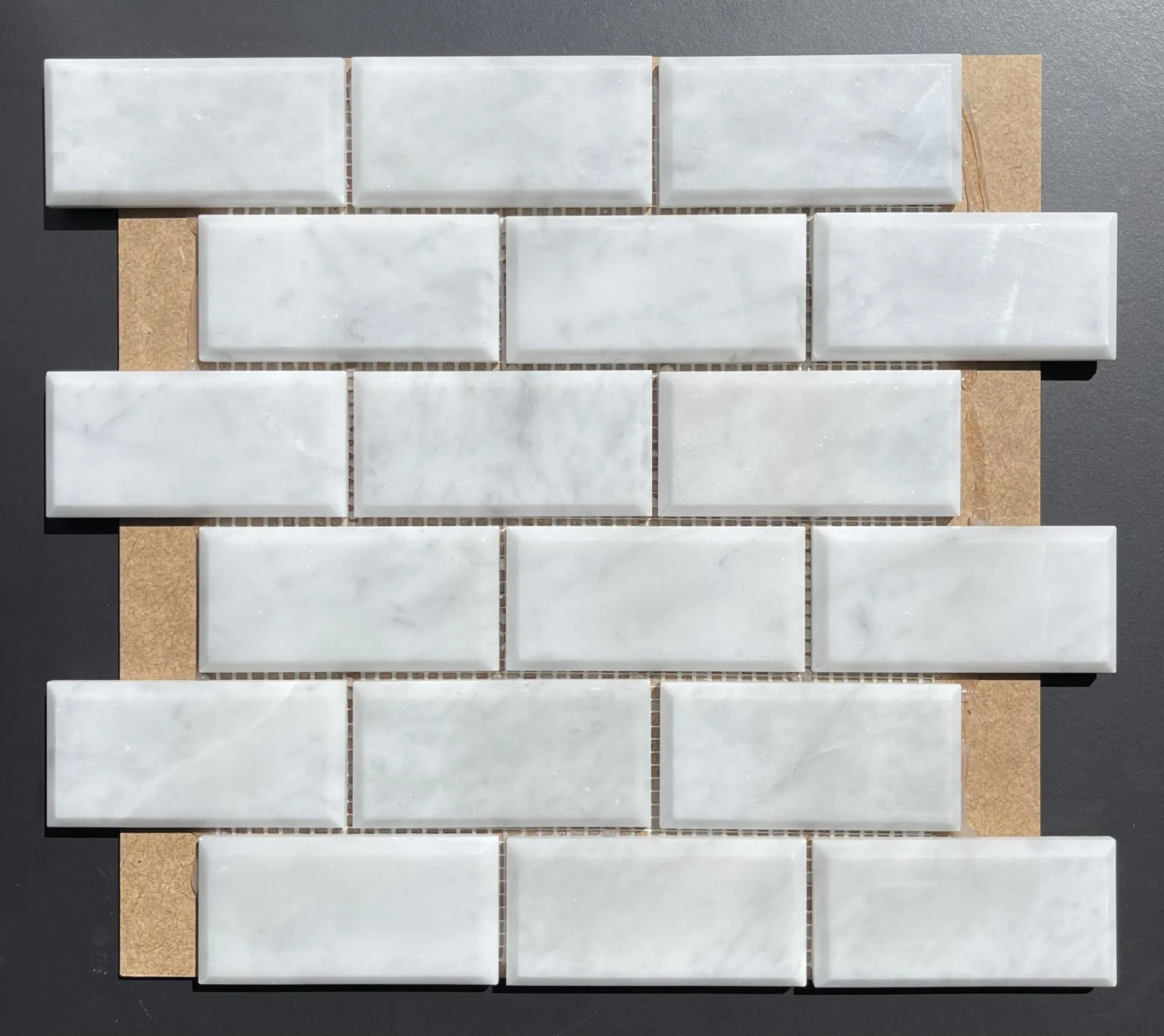 Bianco Carrara 2"x4" Beveled Brick Mosaic