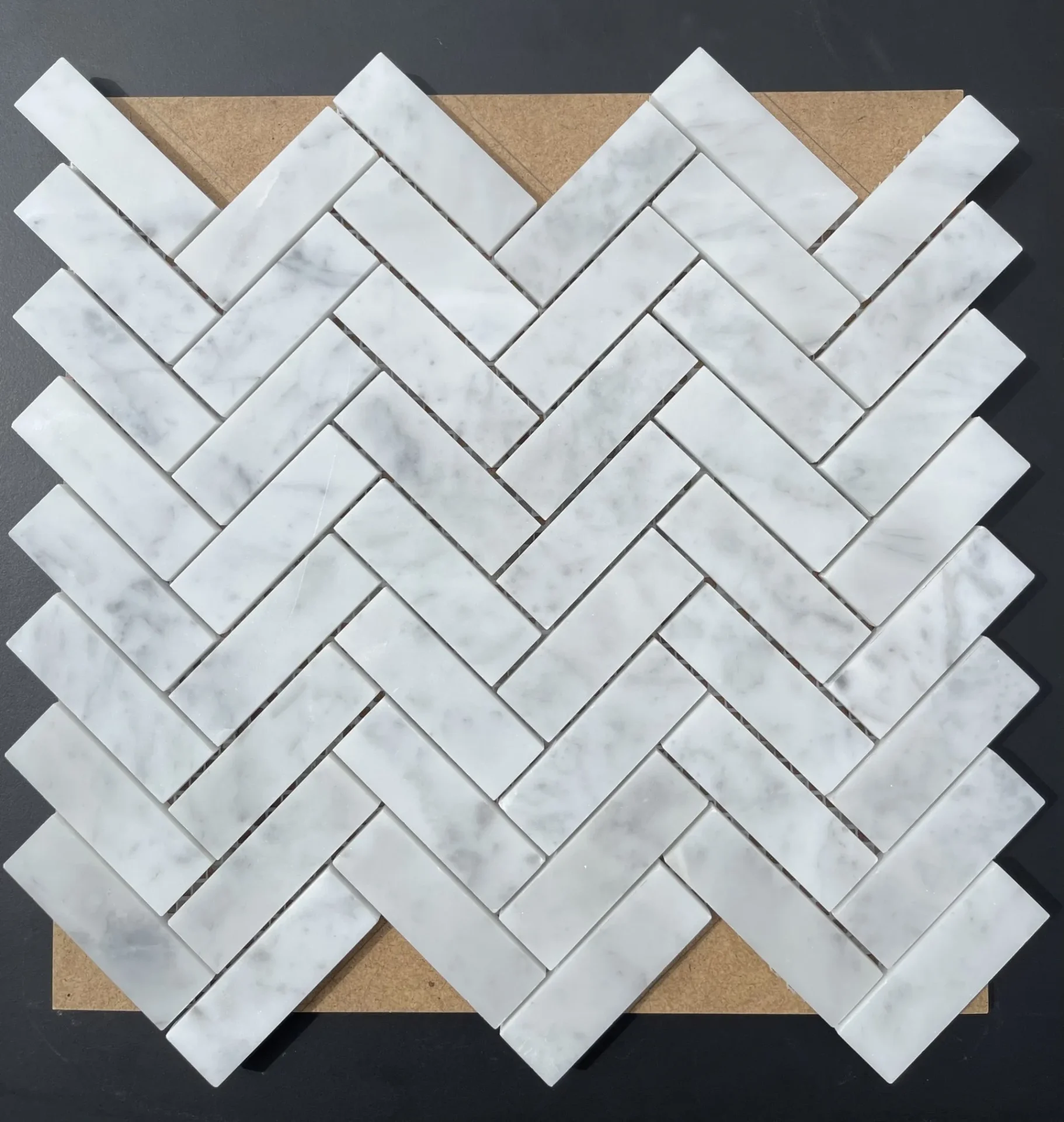 Bianco Carrara 1"x4" Herringbone Mosaic Honed